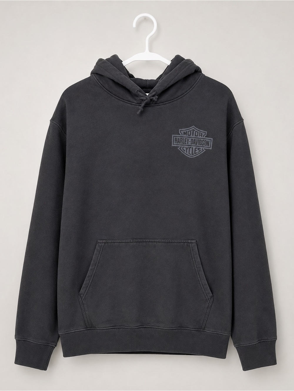 Harley-Davidson Charcoal Black Hooded Pullover with Chest Shield Logo size L